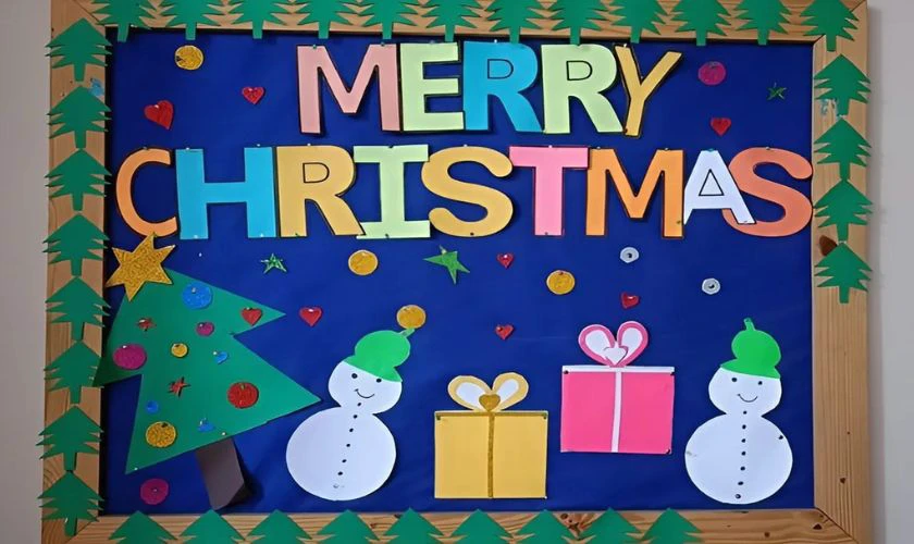 Kiểu trang trí bảng Noel có người tuyết