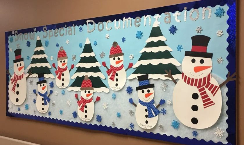 Gợi ý trang trí bảng Noel biểu tượng người tuyết