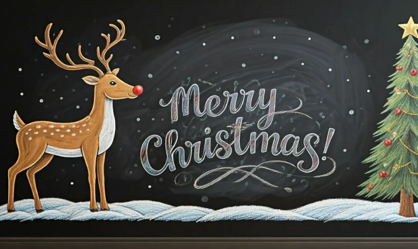 Mẫu trang trí bảng Noel hình tuần lộc