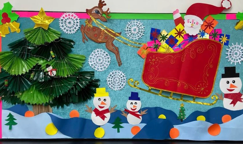 Mẫu trang trí bảng Giáng sinh biểu tượng người tuyết