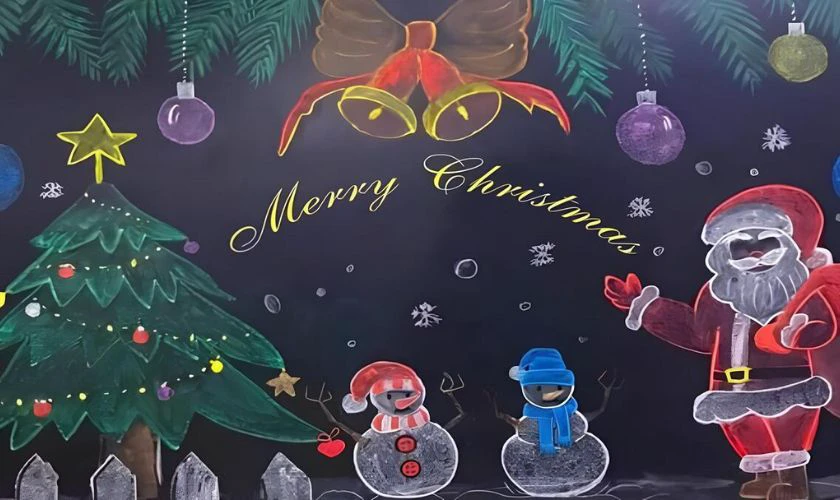 Kiểu trang trí bảng Noel biểu tượng người tuyết