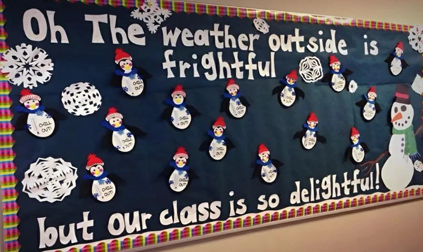 Cách trang trí bảngGiáng sinh biểu tượng người tuyết