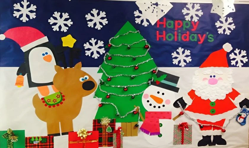 Cách trang trí bảng Noel biểu tượng người tuyết