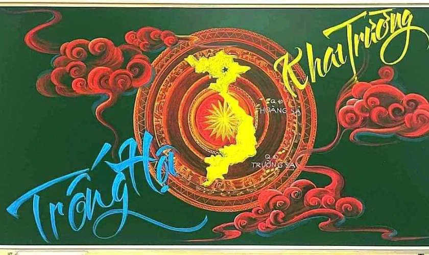 Mẫu vẽ bảng Giỗ Tổ Hùng Vương đẹp, độc đáo 2026