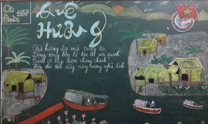 Trang trí bảng ngày Giỗ Tổ Hùng Vương để thể hiện lòng yêu nước