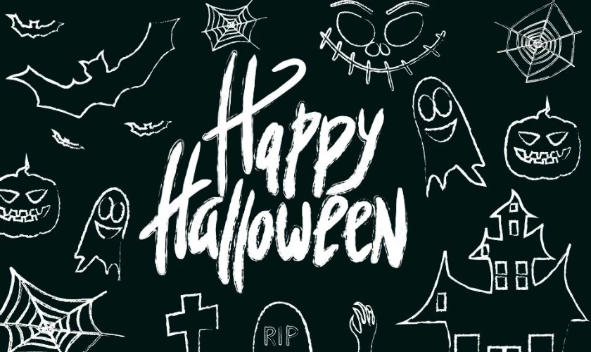 Trang trí bảng Halloween bằng biểu tượng đặc trưng