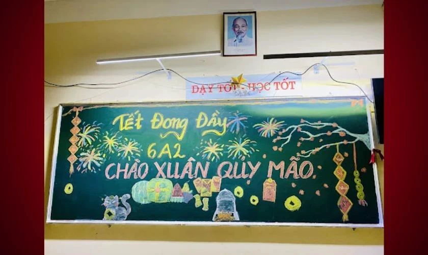 Kiểu trang trí bảng chủ đề câu đối đỏ