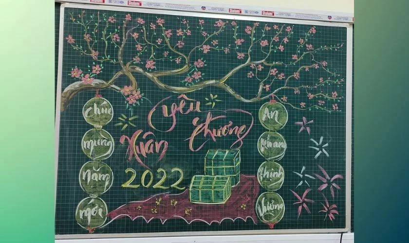 Trang trí bảng hình bánh chưng, bánh dày