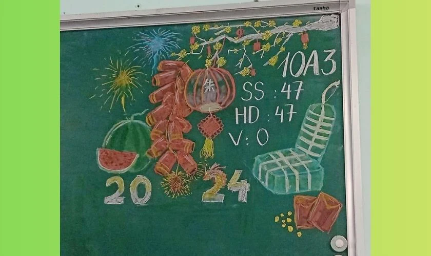 Gợi ý trang trí bảng hình bánh chưng, bánh dày