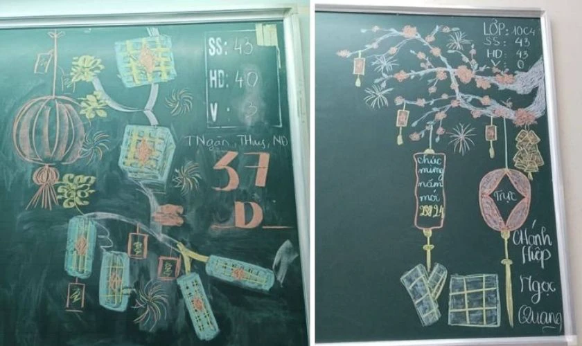 Mẫu trang trí bảng hình bánh chưng, bánh dày