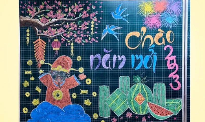 Vẽ bảng trang trí chủ đề pháo hoa