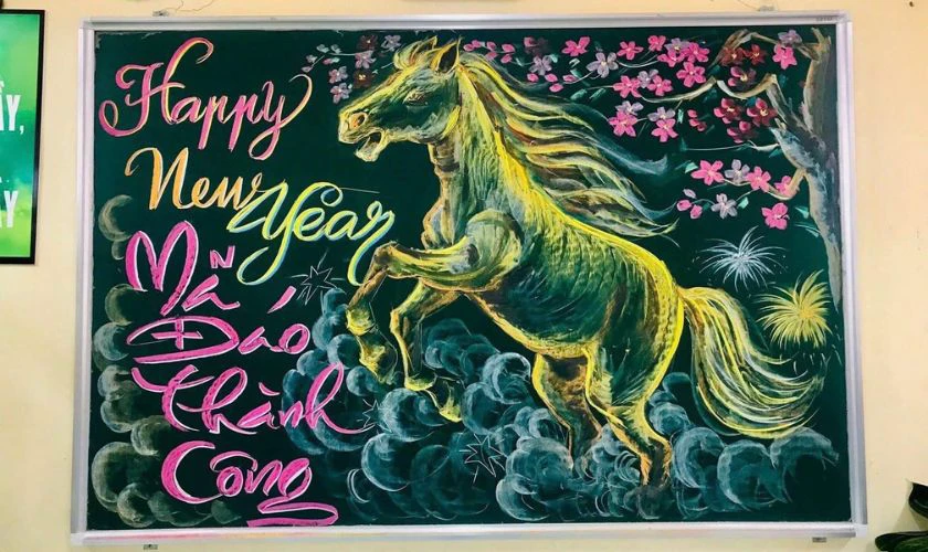 Trang trí bảng Tết đơn giản mà đẹp