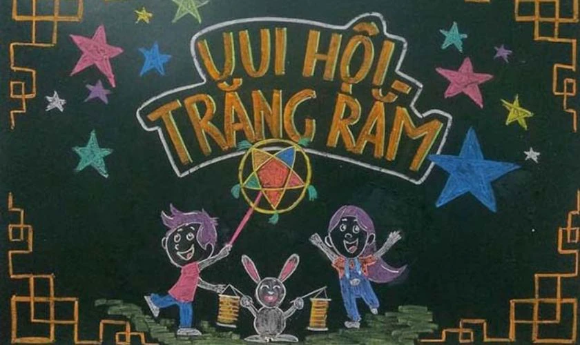 Mẫu trang trí bảng Trung thu chủ đề Thỏ Ngọc đáng yêu