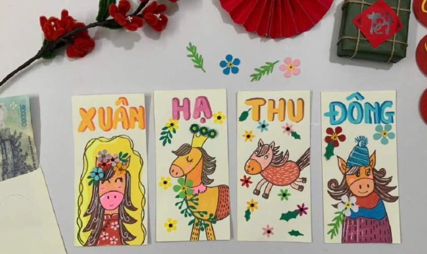 Trang trí bao lì xì Tết 2026 hình con ngựa