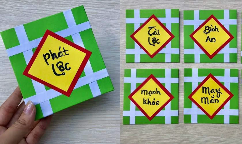 Trang trí bao lì xì Tết 2026 hoạ tiết bánh chưng