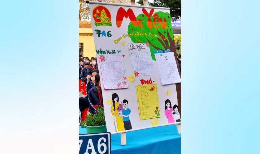 Ảnh mẫu vẽ trang trí đầu báo tường dịp Quốc tế Phụ nữ