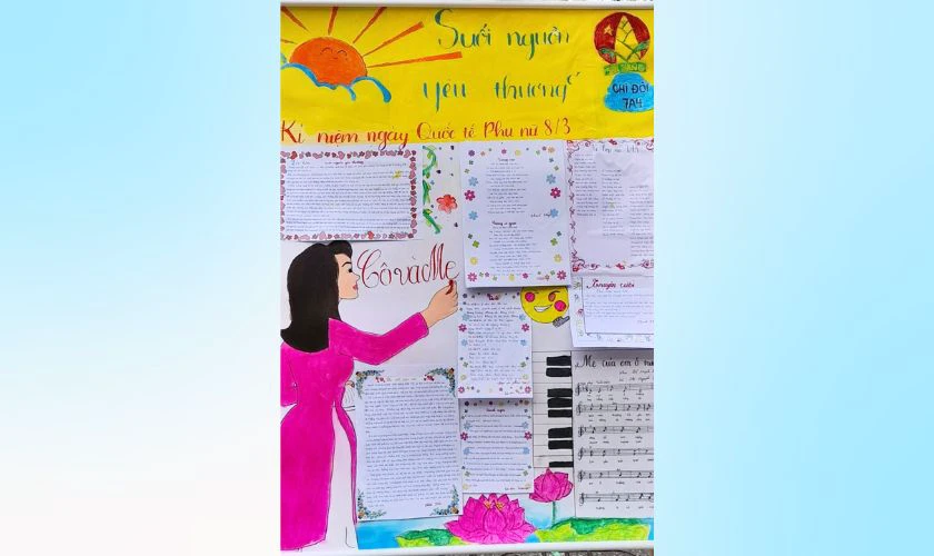 Ảnh mẫu vẽ trang trí đầu báo tường dịp Quốc tế Phụ nữ đẹp