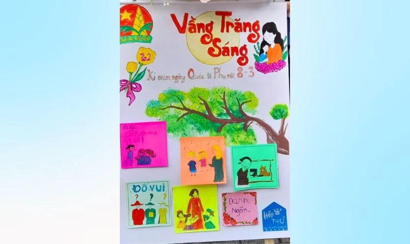 Mẫu vẽ trang trí đầu báo tường dịp Quốc tế Phụ nữ