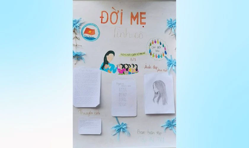 Mẫu vẽ trang trí đầu báo tường dịp Quốc tế Phụ nữ đẹp