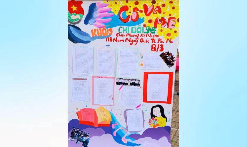 Gợi ý mẫu trang trí đầu báo tường dịp 8/3 ấn tượng