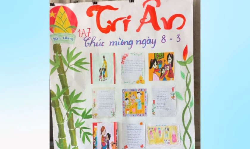 Ảnh mẫu vẽ trang trí đầu báo tường 8/3