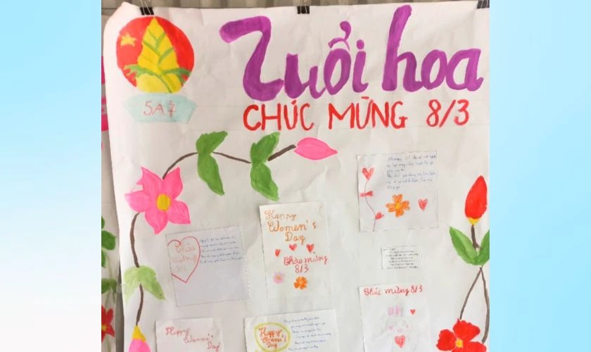 Ảnh mẫu vẽ trang trí đầu báo tường 8/3 đẹp