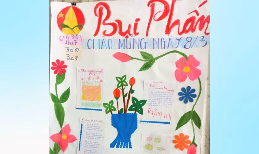 Ảnh mẫu vẽ trang trí đầu báo tường 8/3 sáng tạo