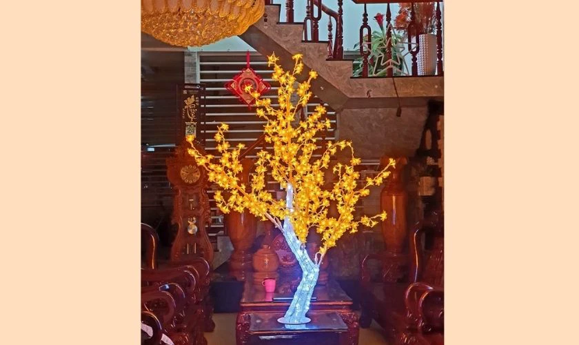 Cách trang trí cây mai ngày Tết với đèn LED