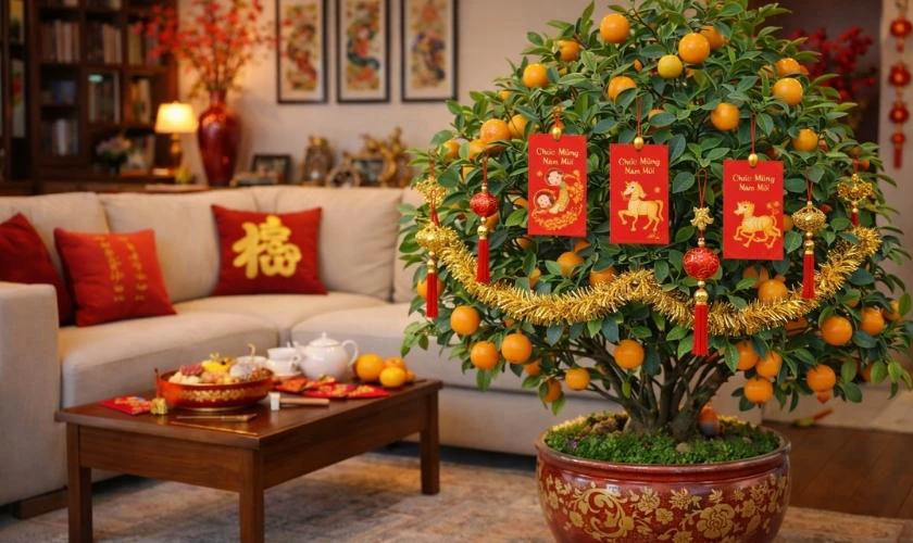 Cách Trang Trí Cây Quất Ngày Tết Trong Nhà Phòng Khách Đẹp