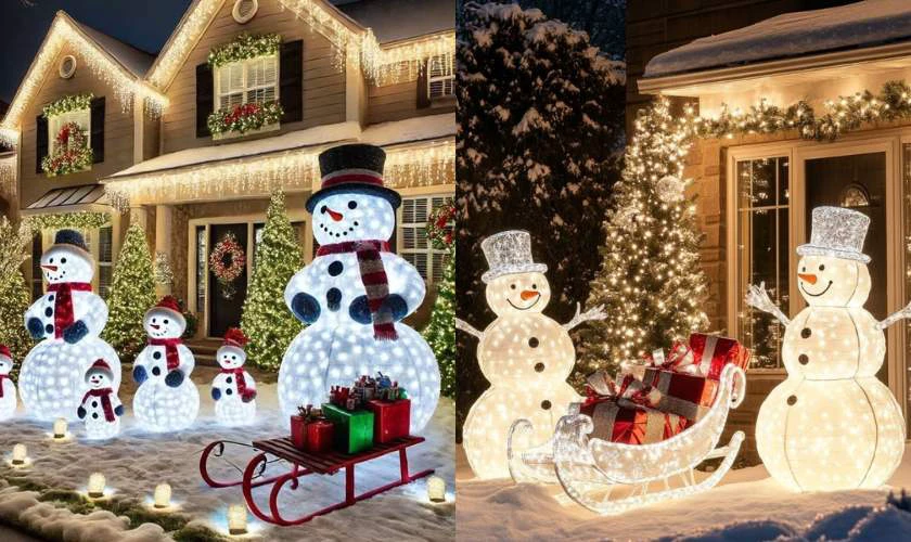 Decor mô hình người tuyết gắn đèn led