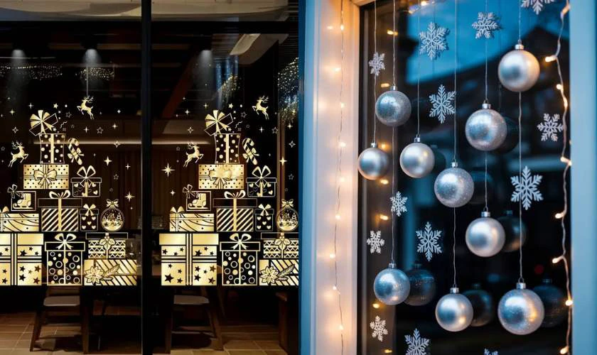 Trang trí cửa kính Noel bằng đèn LED đẹp
