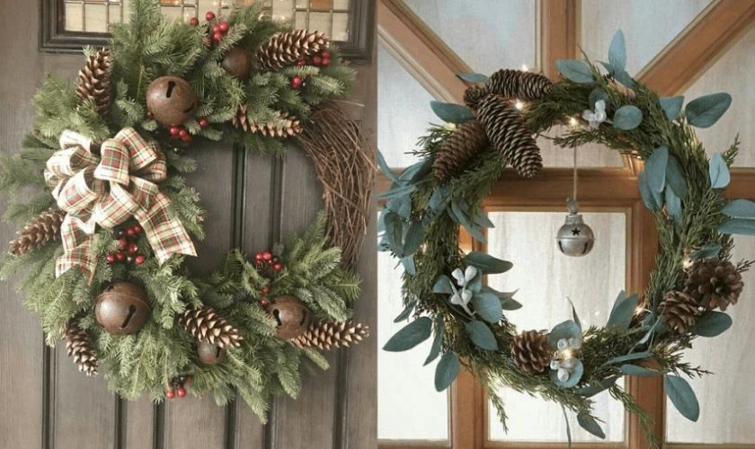 Trang trí cửa sổ đón Giáng Sinh đơn giản - Vòng nguyệt quế