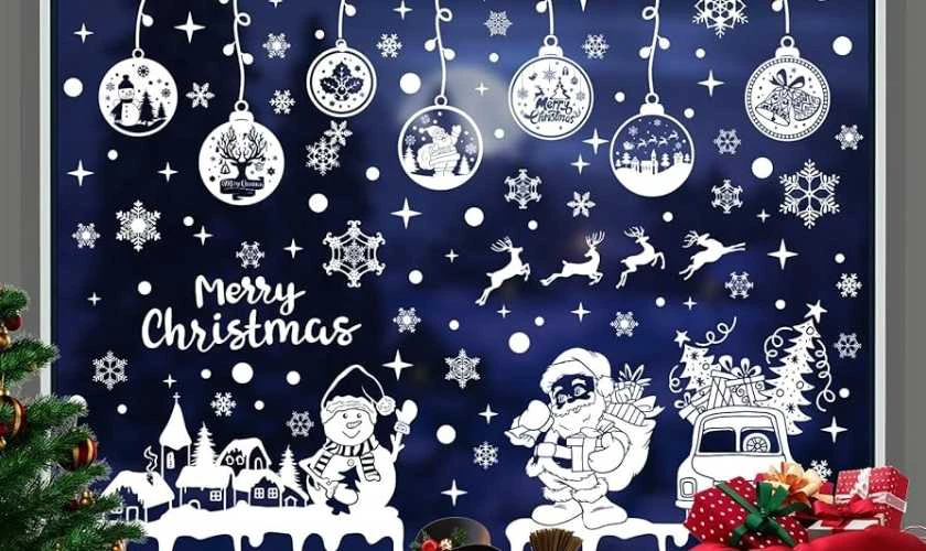 Trang trí cửa sổ Giáng sinh Noel bằng decal dán đẹp