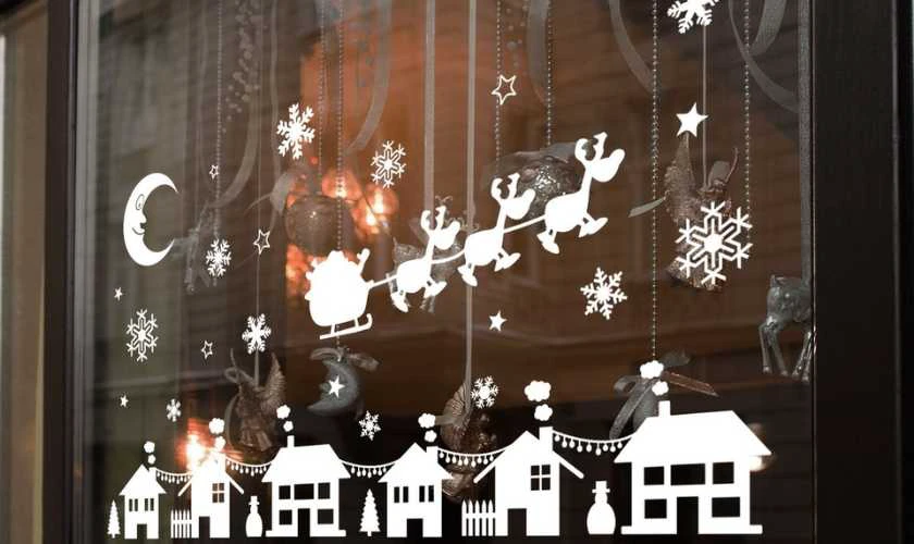 Trang trí cửa sổ Noel decal dán