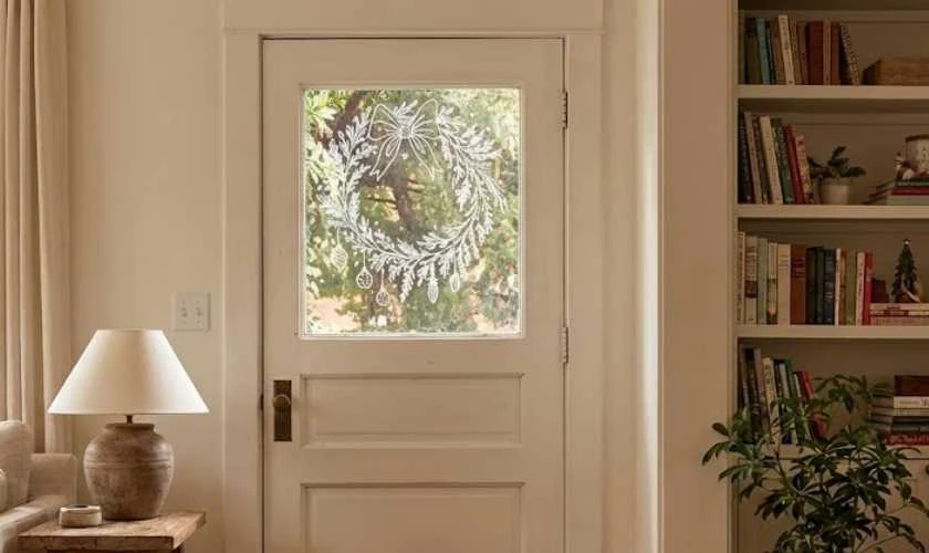 Trang trí cửa sổ Noel bằng cách vẽ bút xóa dễ thương