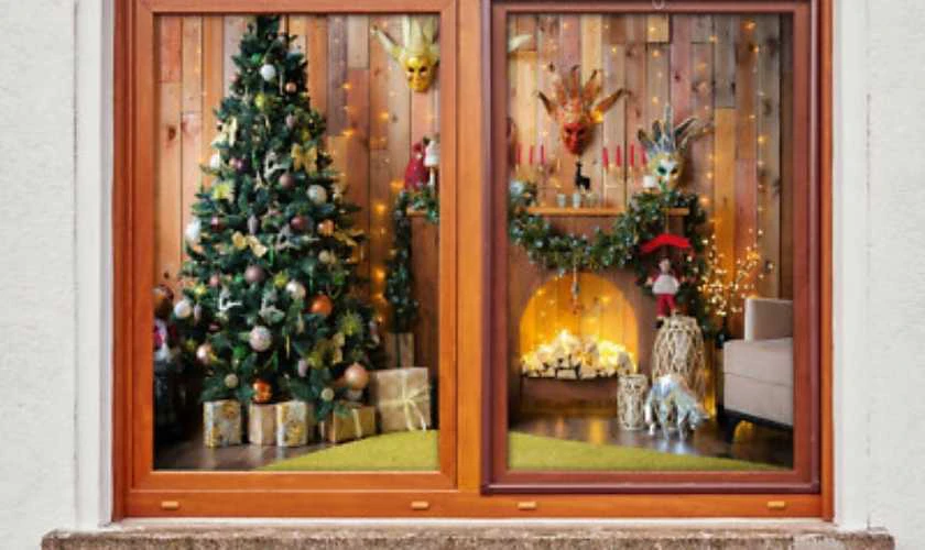 Trang trí cửa sổ Giáng sinh Noel bằng hộp quà độc đáo