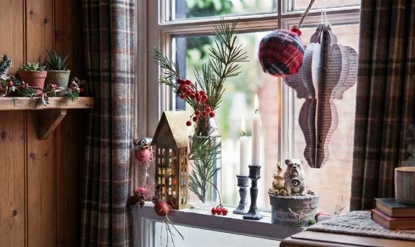 Trang trí cửa sổ đồ trang trí giáng sinh an lành