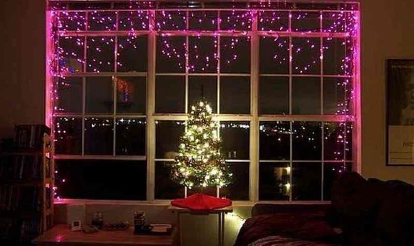 LED màu trang trí cửa sổ đón Noel