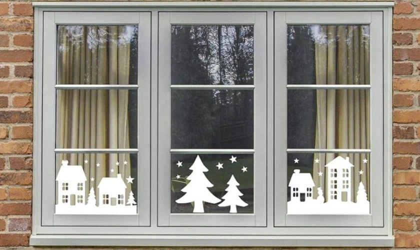 Hình vẽ trang trí cửa sổ Giáng Sinh dễ thực hiện