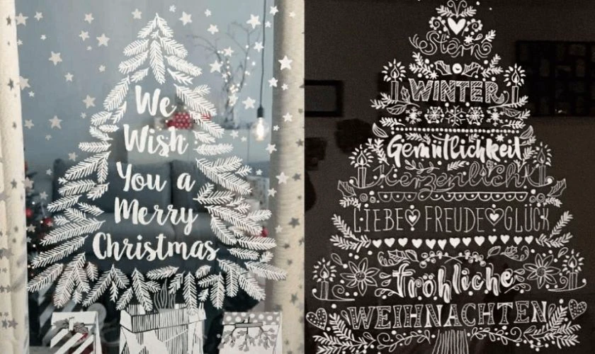Vẽ và viết chữ trang trí cửa sổ đón Noel