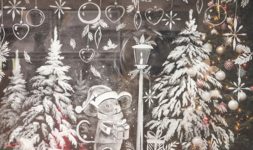 Hình vẽ trang trí cửa sổ Giáng Sinh tham khảo