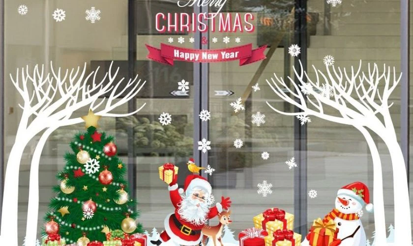 Mẫu decal dán trang trí cửa sổ Giáng Sinh nhiều người chọn