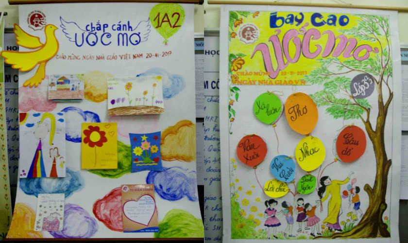 Trang trí đầu báo tường 1/6 với hình ảnh các em thiếu nhi vui chơi