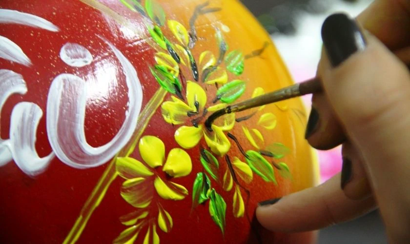 Vẽ dừa trang trí Tết