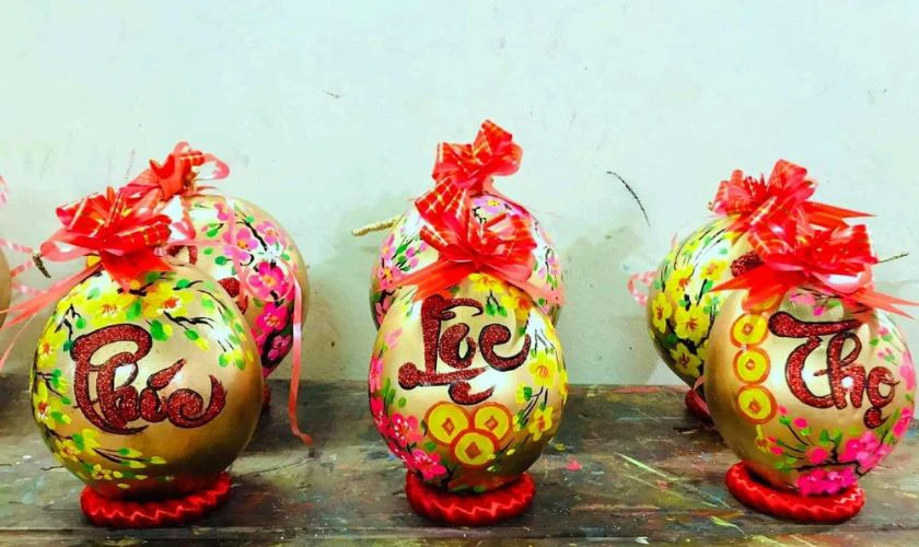 Trang trí dừa Tết chữ Phúc - Lộc - Thọ đẹp