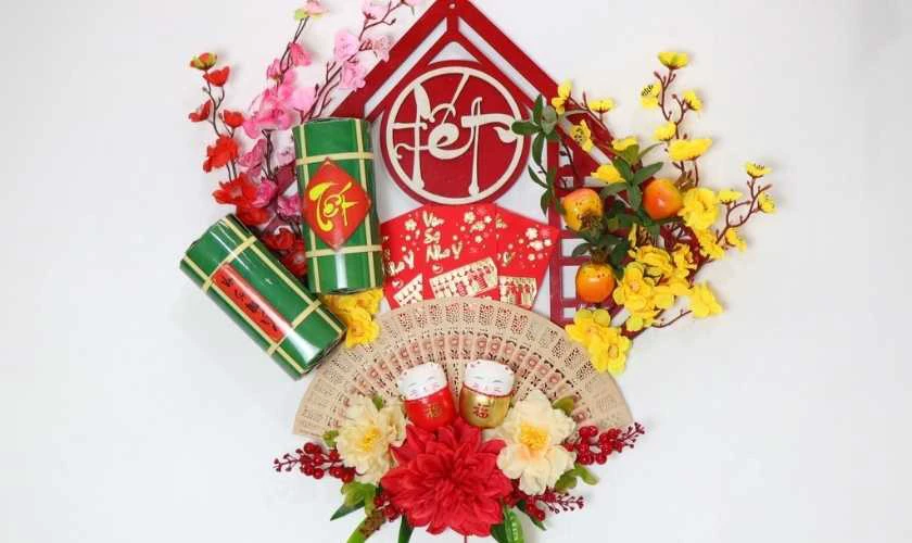 Trang trí Tết bằng vòng hoa đẹp