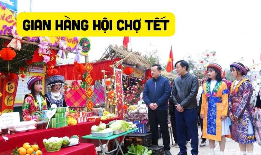 Cách trang trí gian hàng hội chợ Tết