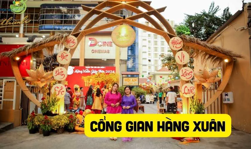 Cách trang trí cổng gian hàng Tết