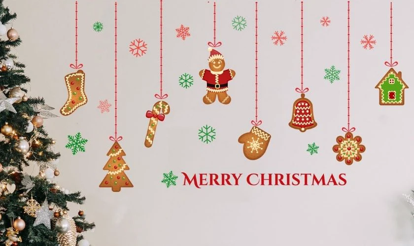 Trang trí Giáng sinh bằng giấy decal dán