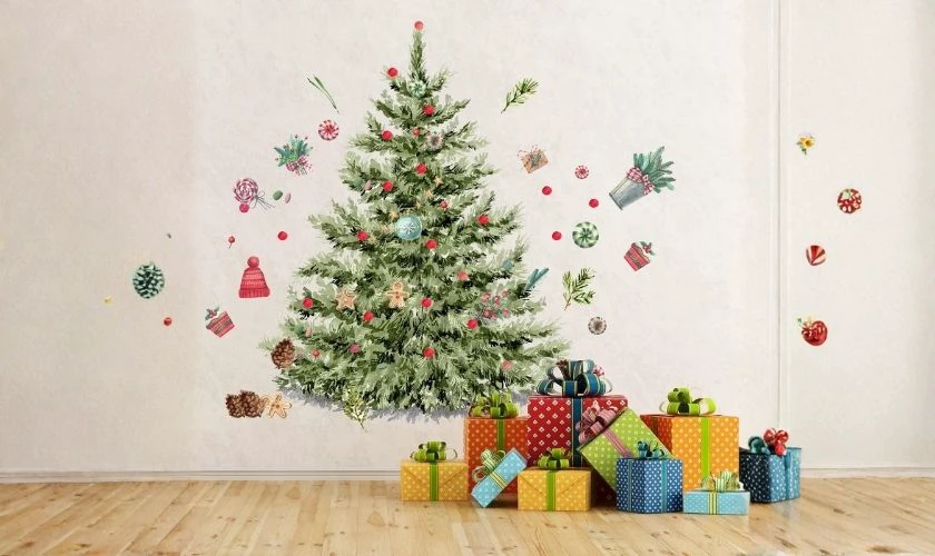 Cách làm trang trí Giáng sinh bằng giấy decal dán